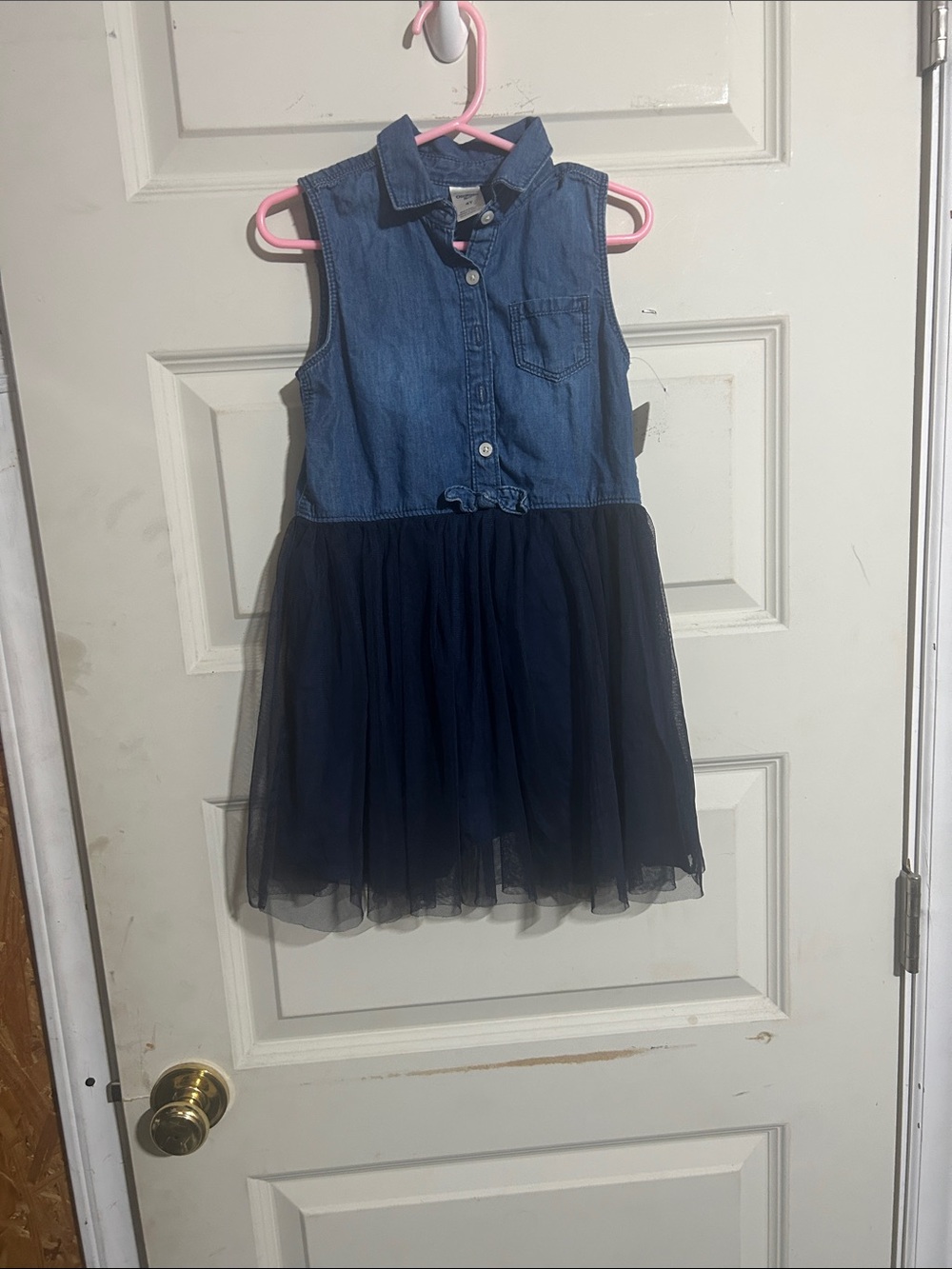 OshKosh B'gosh Denim Chambray Top with Navy Tulle Skirt Dress OLIKB